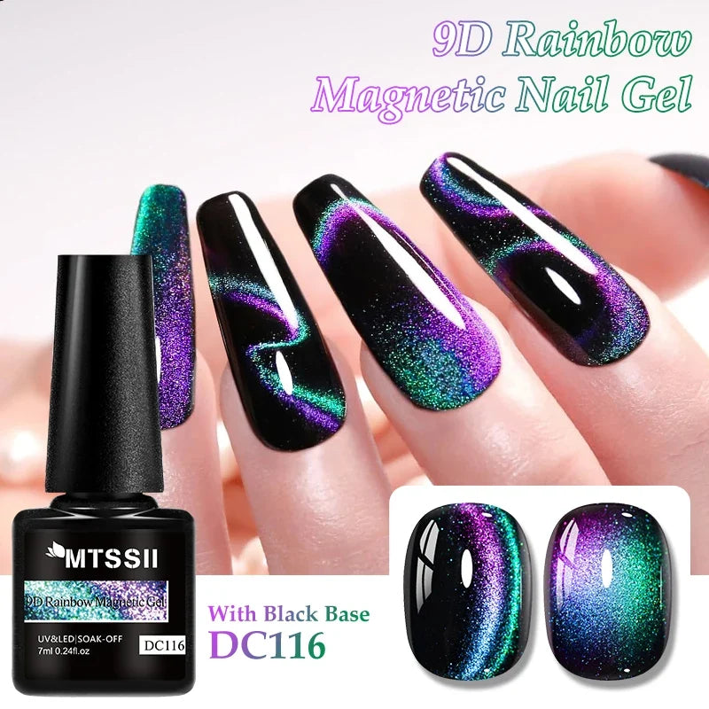 9D Rainbow Cat-Eye Magnetic Gel Nail Polish