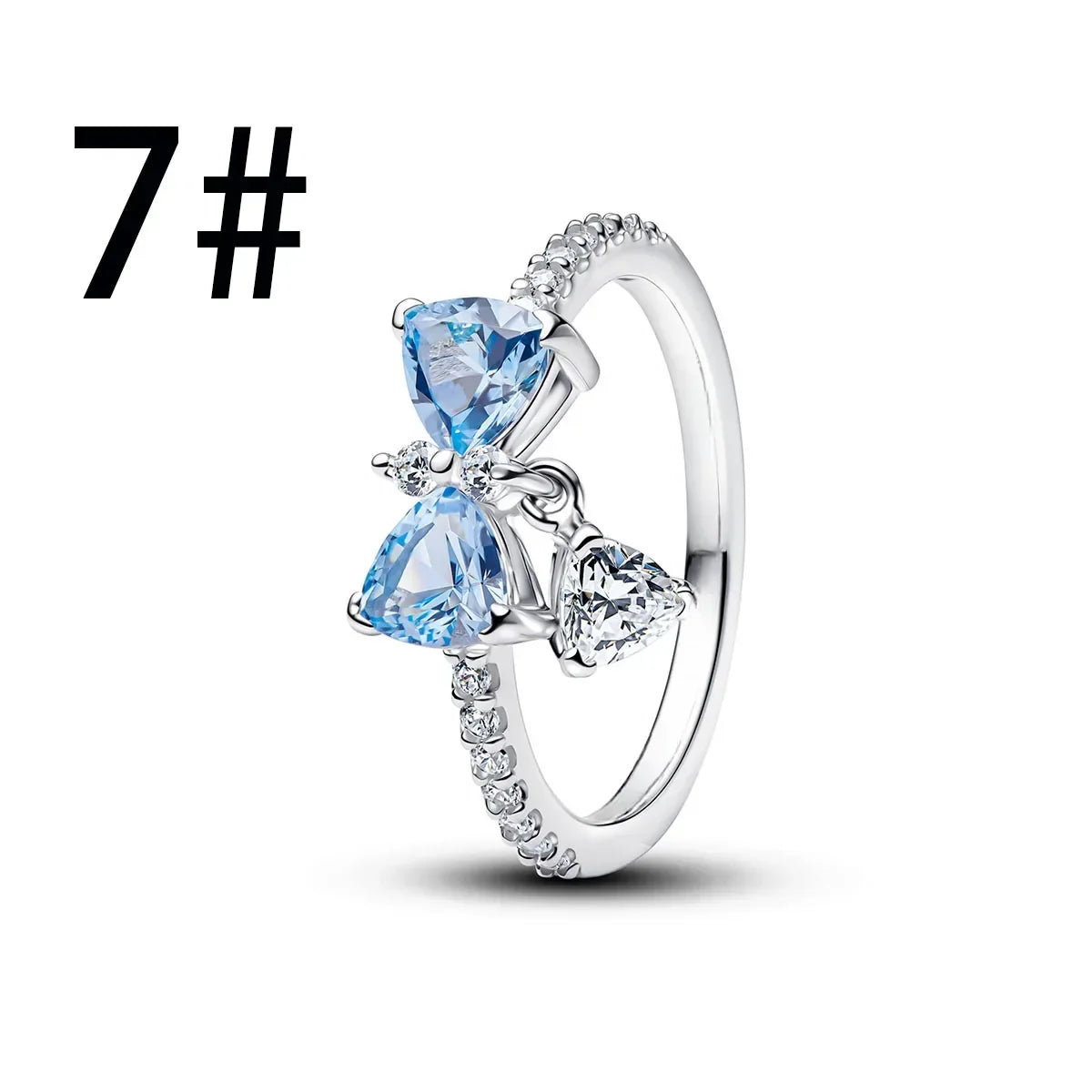 925 Sterling Silver Blue Bow Charm Jewelry
