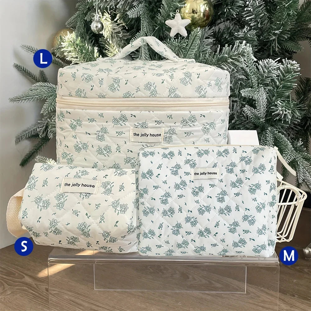 Quilted Cotton Makeup Bag
