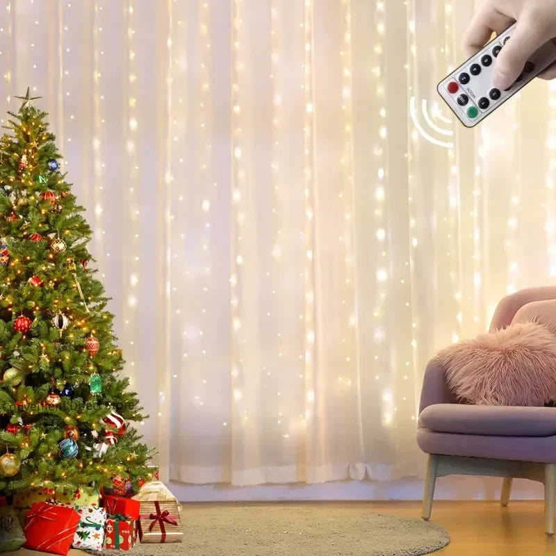 USB LED Curtain Fairy Lights with Remote — 8 Modes