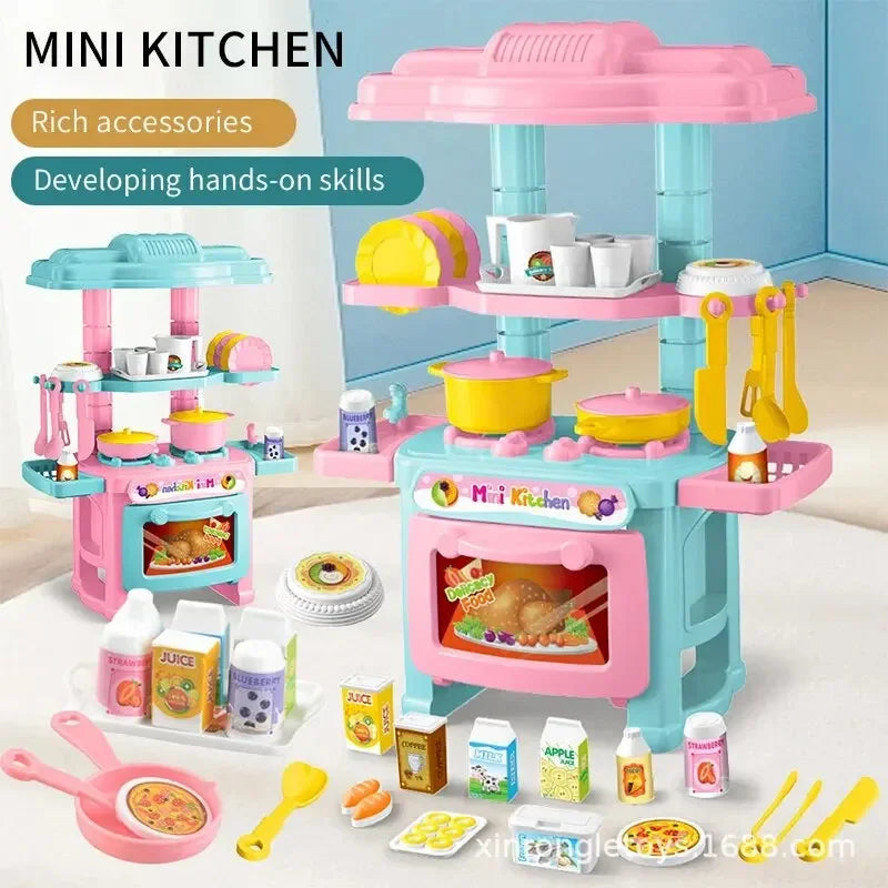 Kids’ Mini Pretend Kitchen Set with Tableware
