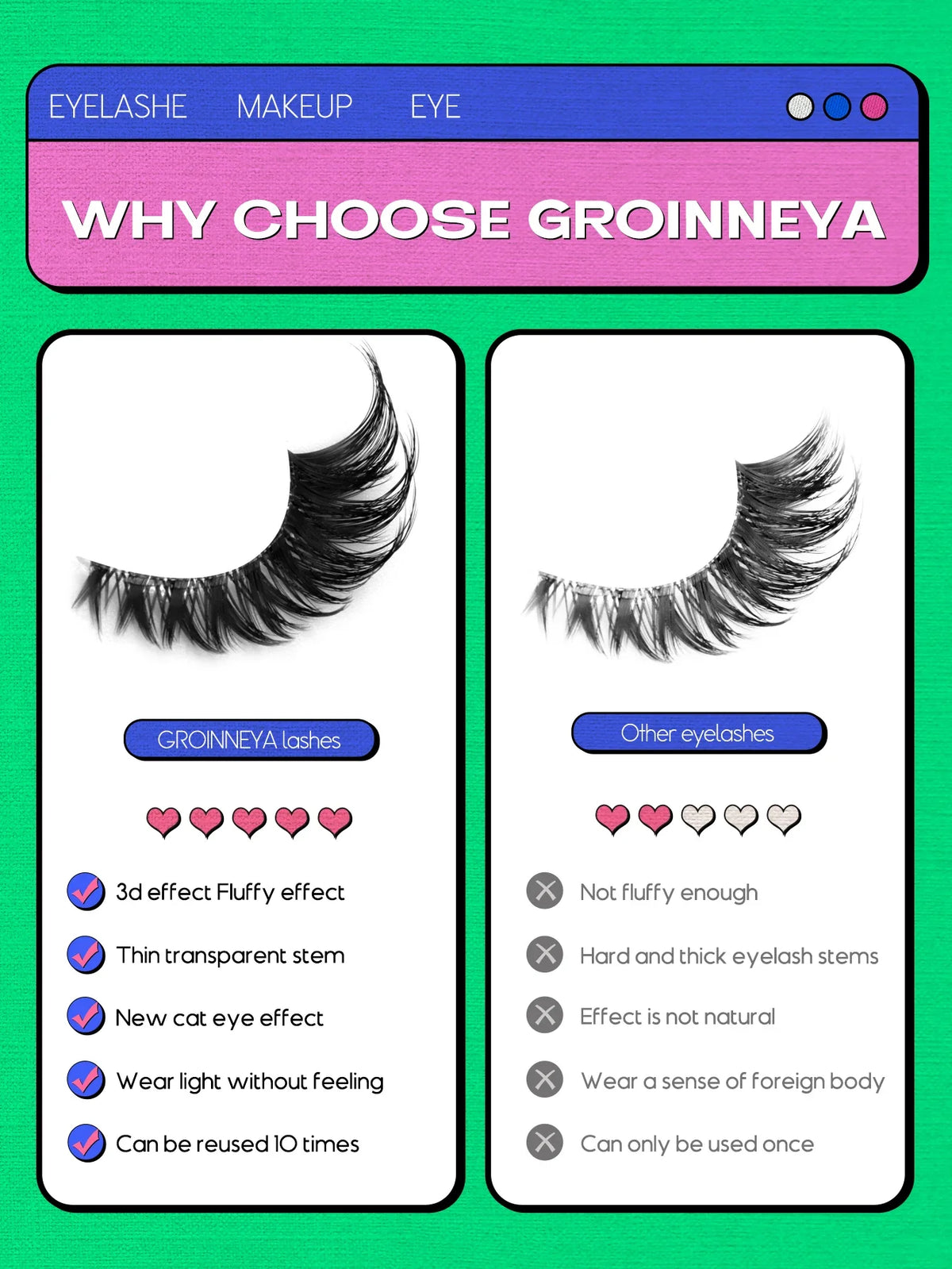Veltrinay Cat-Eye Faux-Mink Strip Lashes
