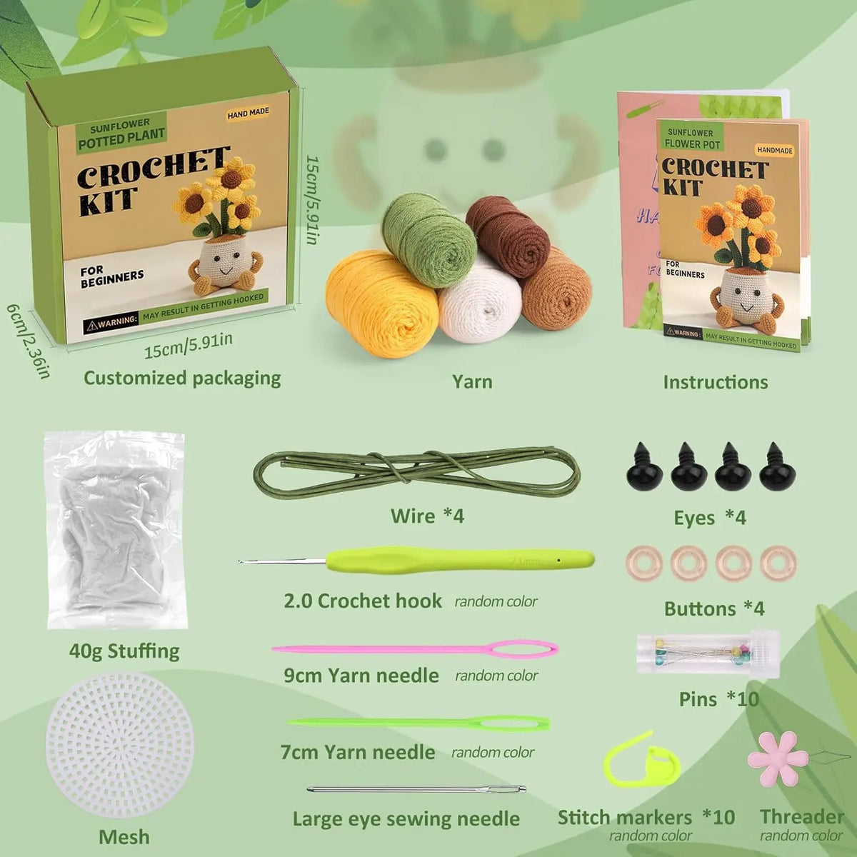 MIUSIE Sunflower & Tulip Crochet Starter Kit