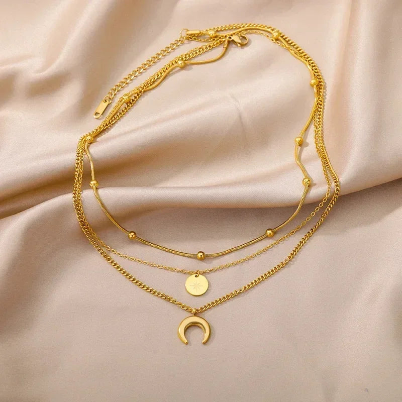 316L Stainless Steel Layered Heart Necklace