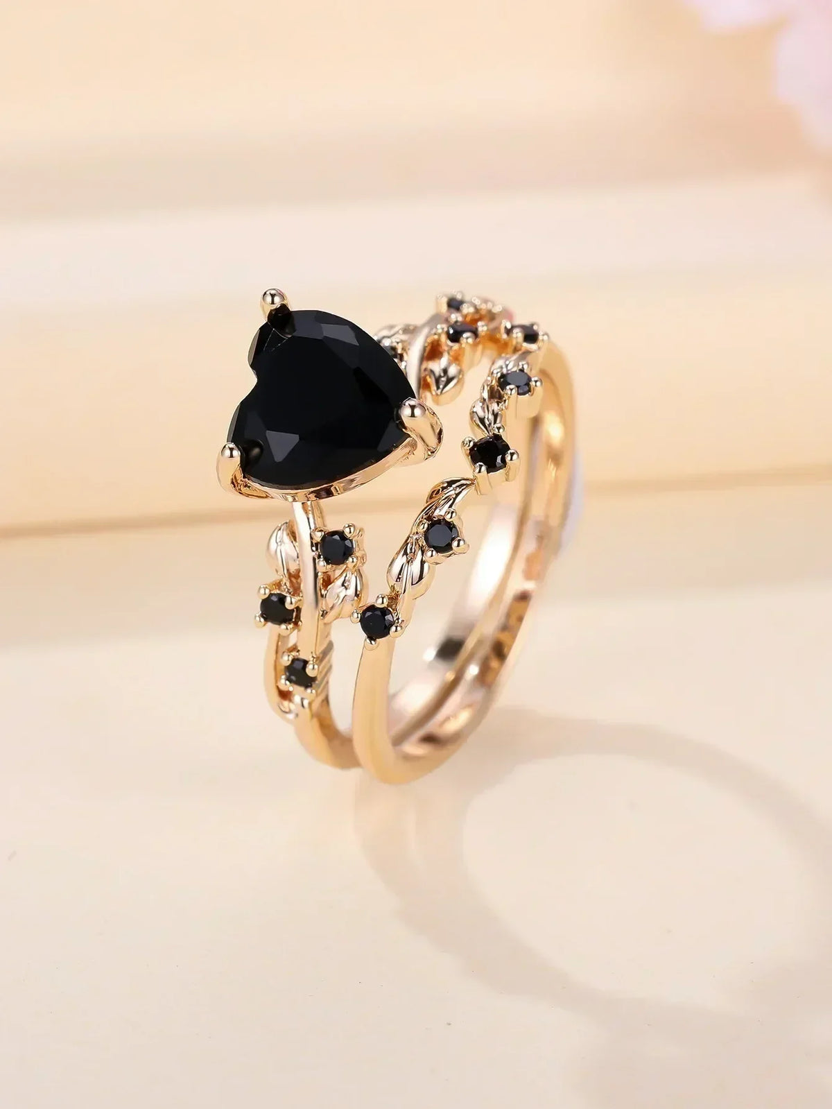 Heart-Shaped Stone Ring Set
