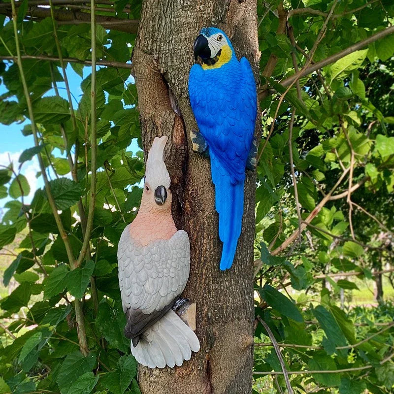 Wall-Mounted Resin Parrot Garden Statue