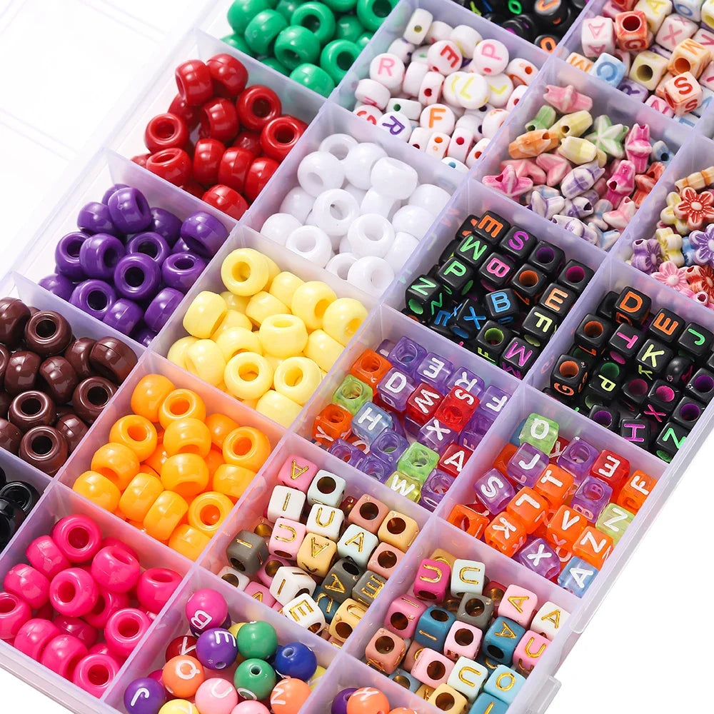 Acrylic Pony & Letter Bead Jewelry-Making Kit, 680 Pieces