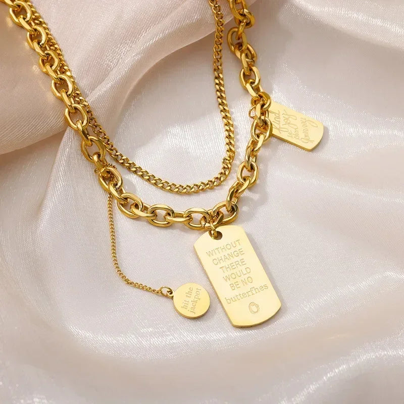 316L Stainless Steel Layered Heart Necklace