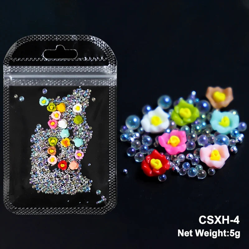 Acrylic Flower Nail Art Decorations, 5 g