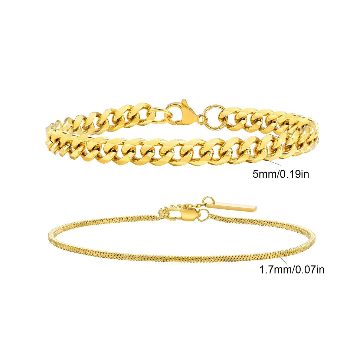 Men's Two-Piece Stainless Steel Chain Bracelet Set