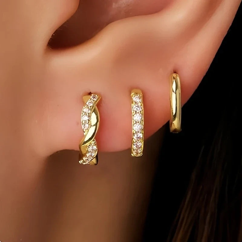 Three-Piece Stainless Steel Hoop & Stud Earring Set