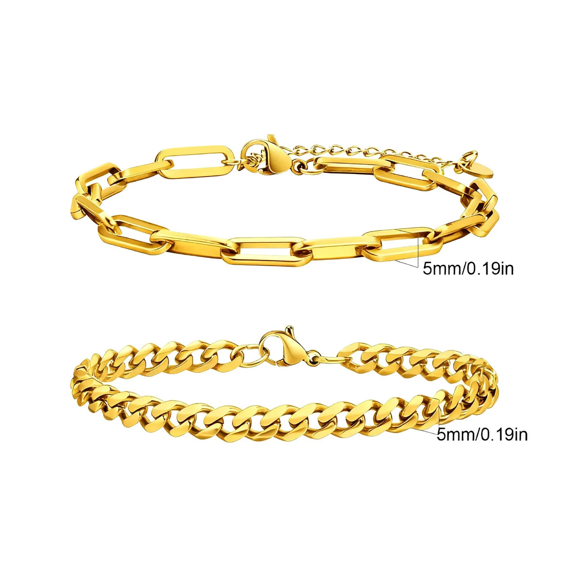 Men's Two-Piece Stainless Steel Chain Bracelet Set