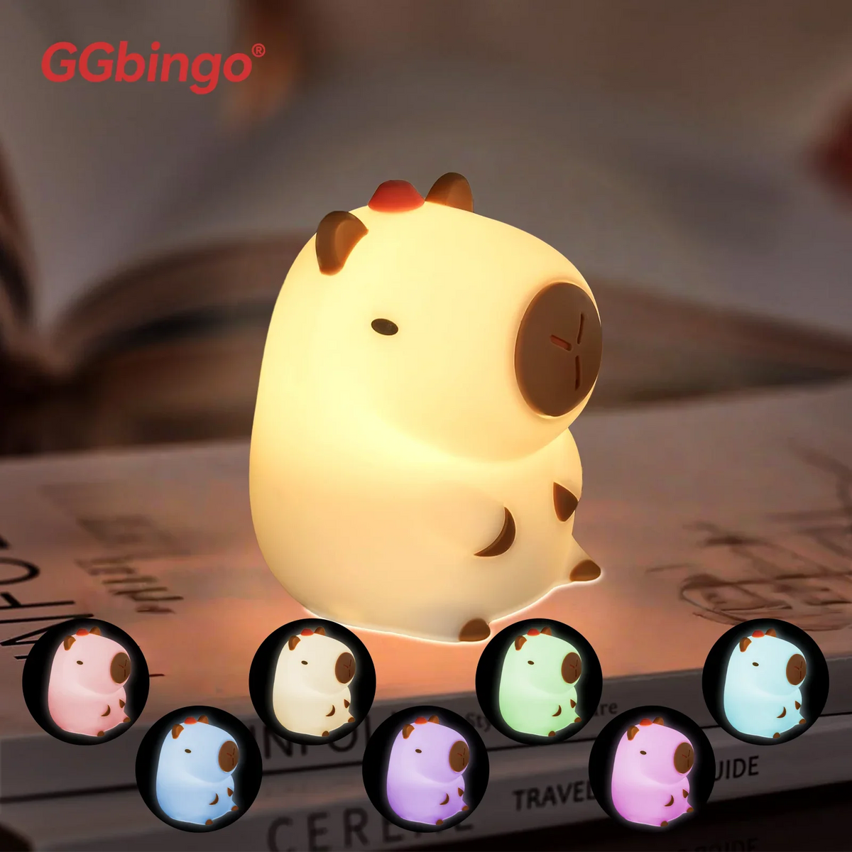 GGbingo Touch-Control Rechargeable Capybara LED Night Light