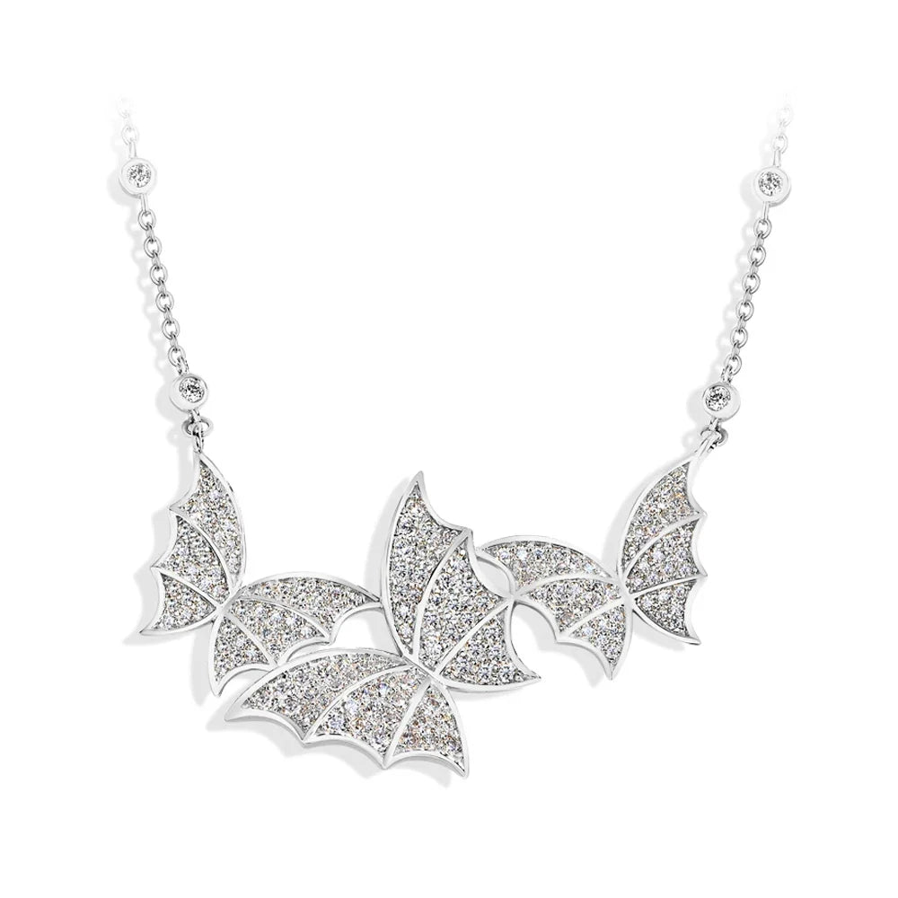 MINTYBOX S925 Sterling Silver Butterfly Moissanite Necklaces Lab Created Diamond for Women 45+5cm Chain Wedding Fine Jewelry
