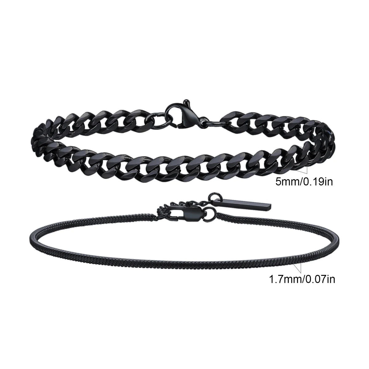 Men's Two-Piece Stainless Steel Chain Bracelet Set