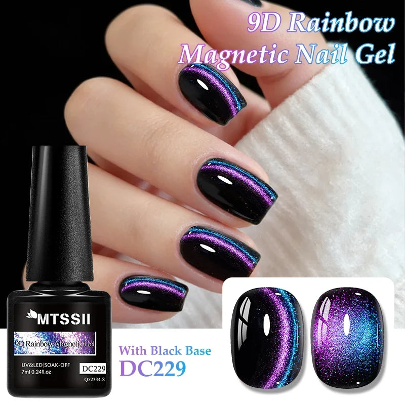 9D Rainbow Cat-Eye Magnetic Gel Nail Polish