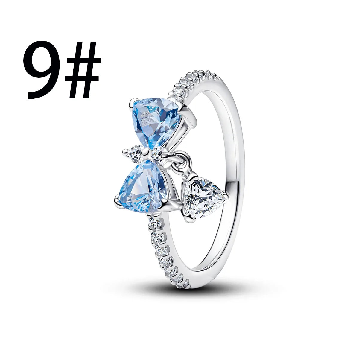 925 Sterling Silver Blue Bow Charm Jewelry