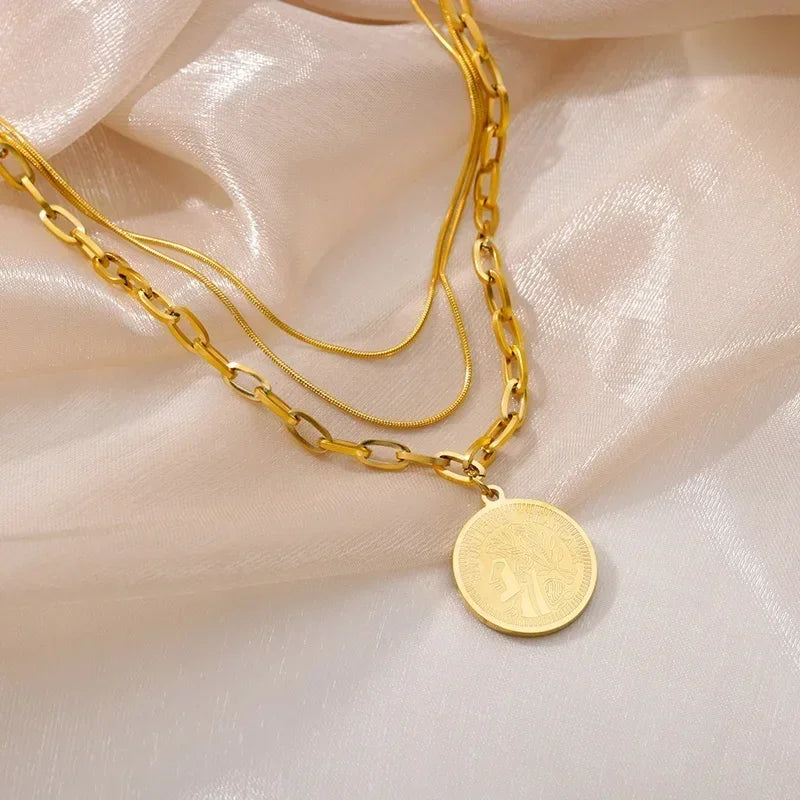 316L Stainless Steel Layered Heart Necklace