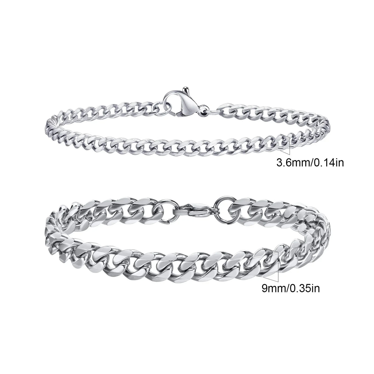 Men's Two-Piece Stainless Steel Chain Bracelet Set