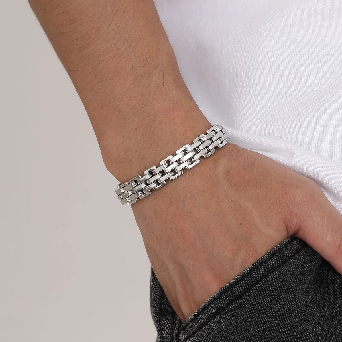 Men's Chunky Stainless Steel Link Bracelet