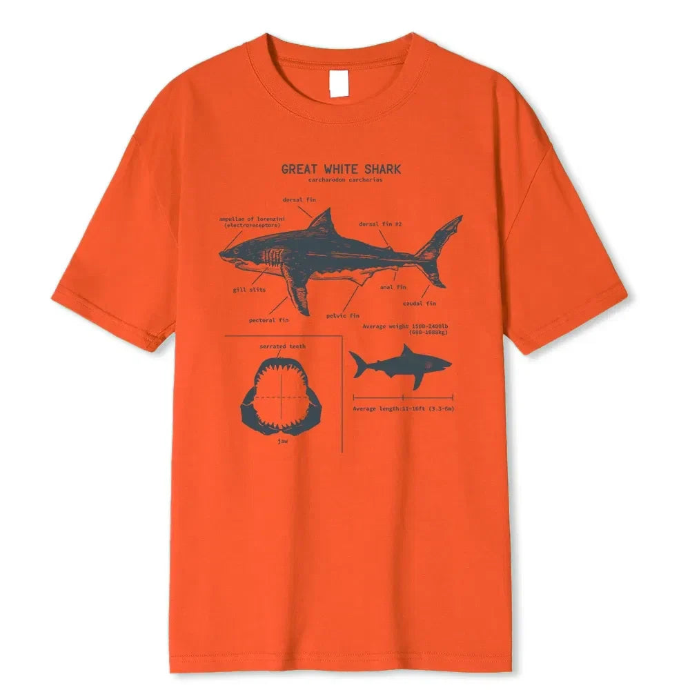 Men's Great White Shark Anatomy Graphic T-Shirt – Black, L