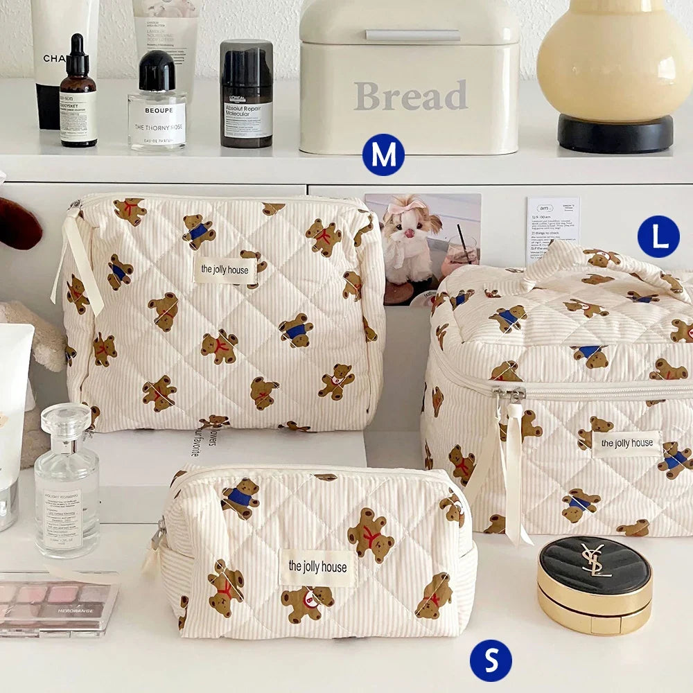 Quilted Cotton Makeup Bag