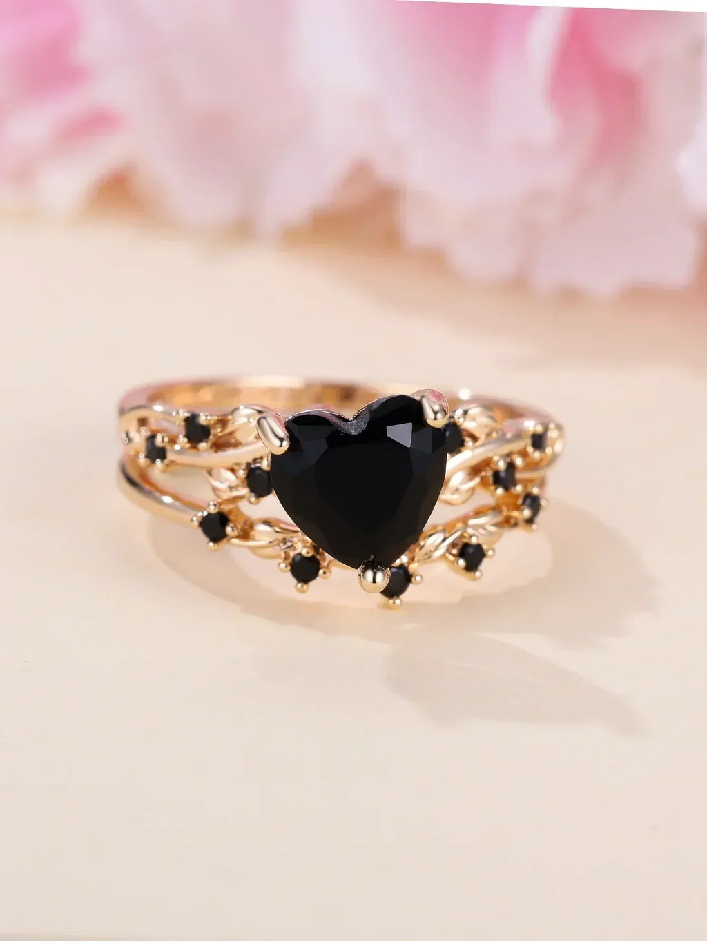 Heart-Shaped Stone Ring Set