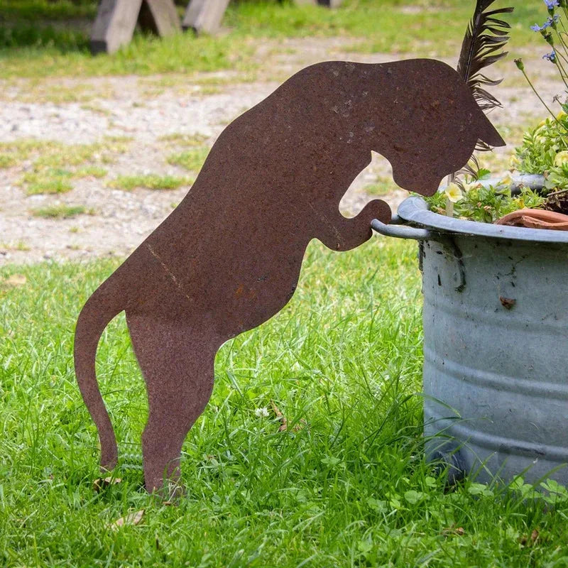 Rustic Metal Cat Garden Statue