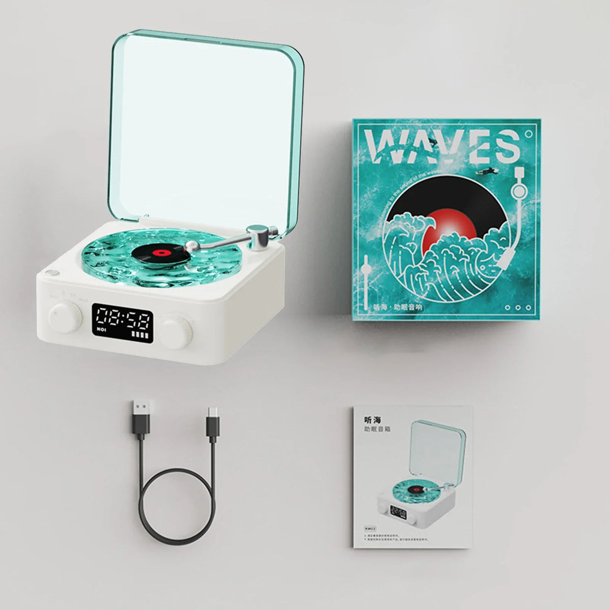 Record Player-Style Bluetooth Speaker with Ambient Lights