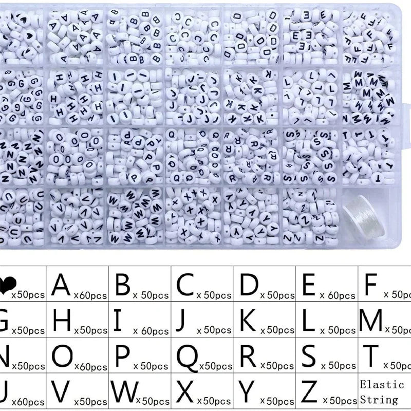 Alphabet Letter Bead Kit with Stretch Cords, 1,400 Pieces