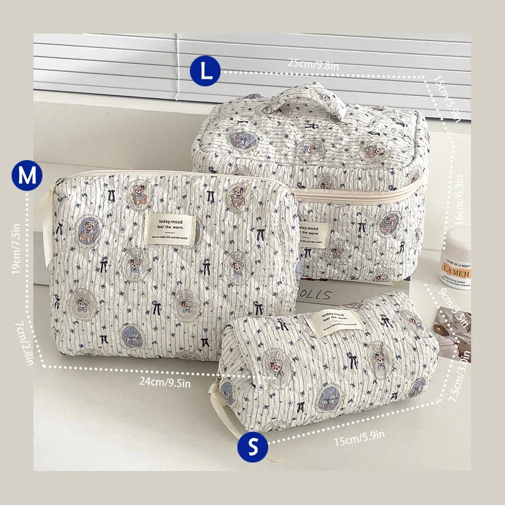 Quilted Cotton Makeup Bag
