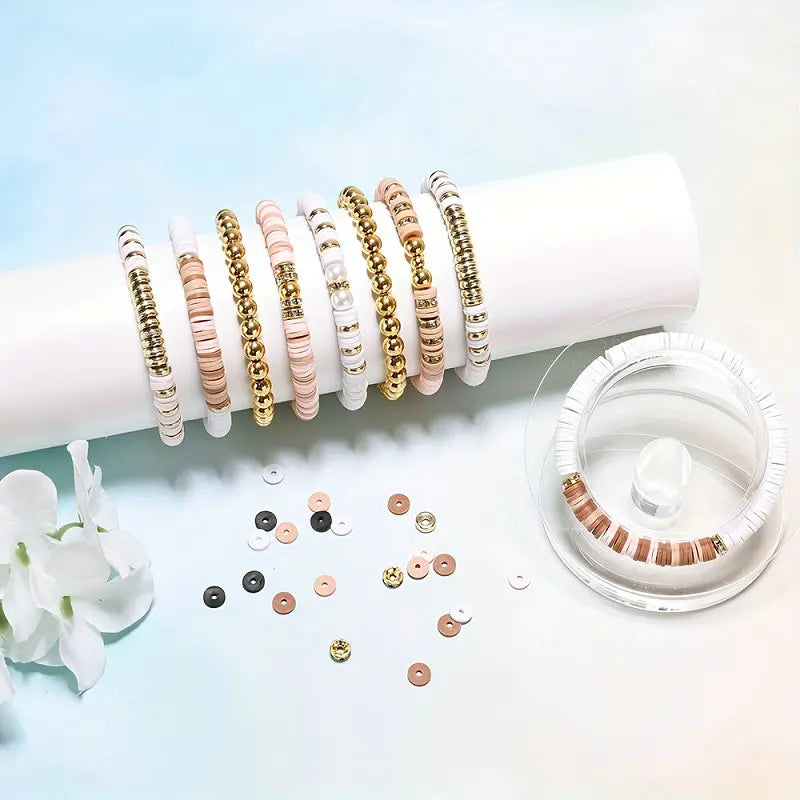 Clay Bead Bracelet-Making Kit with Golden Letter Beads