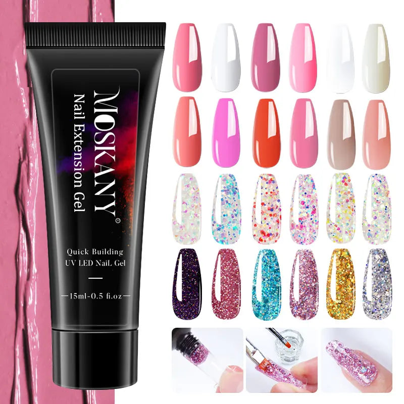 Poly Nail Gel Extension Kit with 6W LED Lamp