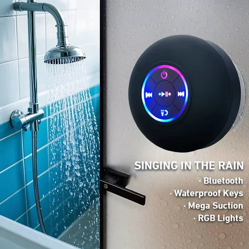 IPX4 Portable Bluetooth Speaker with LED Light & Suction Cup