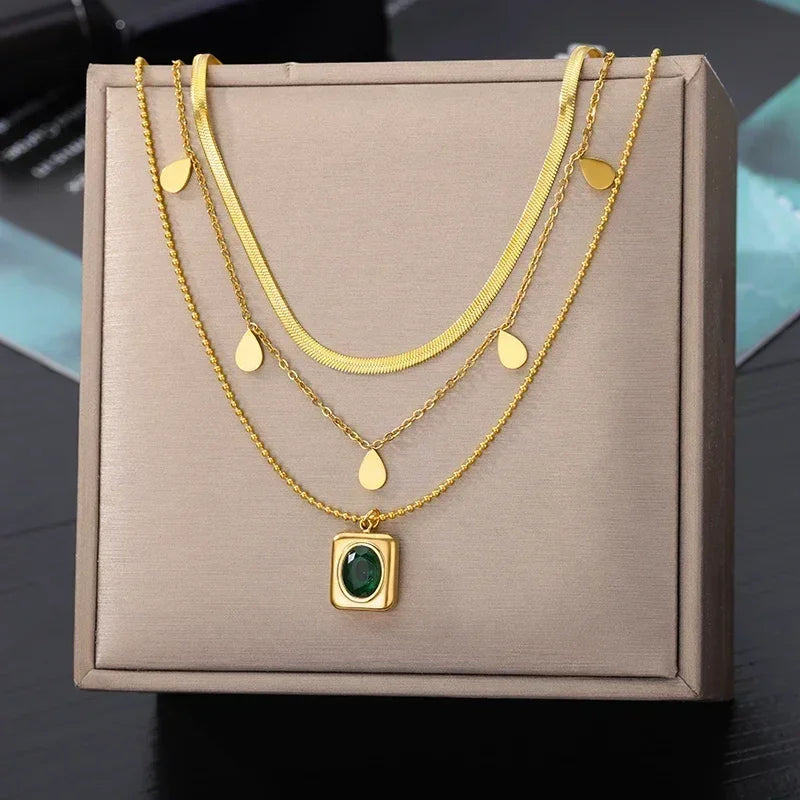 316L Stainless Steel Layered Heart Necklace
