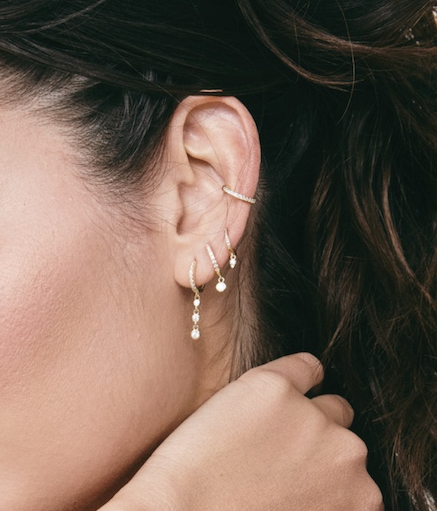 925 Sterling Silver Teardrop CZ Huggie Earrings