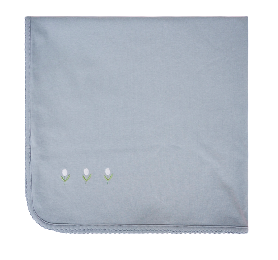 Baby Embroidered Flower Cotton Footie & Hat Set