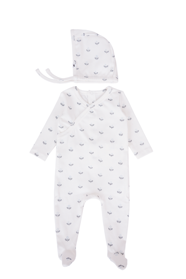Baby Floral Cotton Footie & Bonnet Set