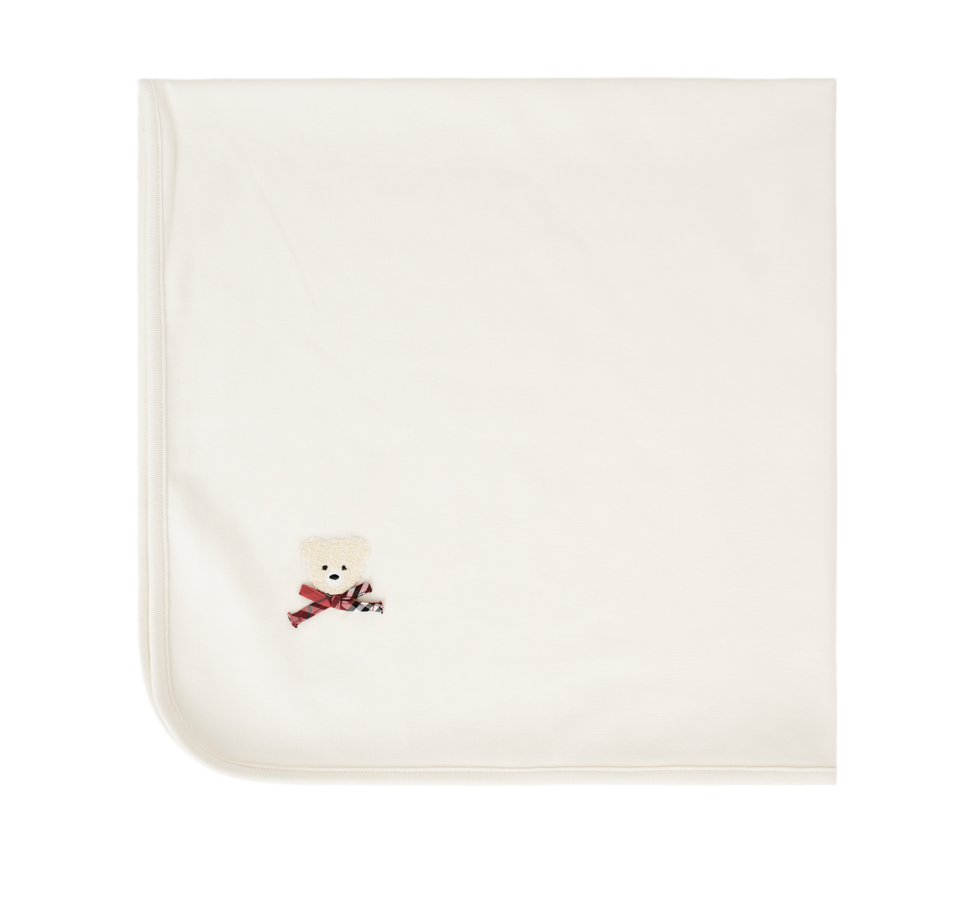 Baby Bear Print Cotton Footie & Hat Set