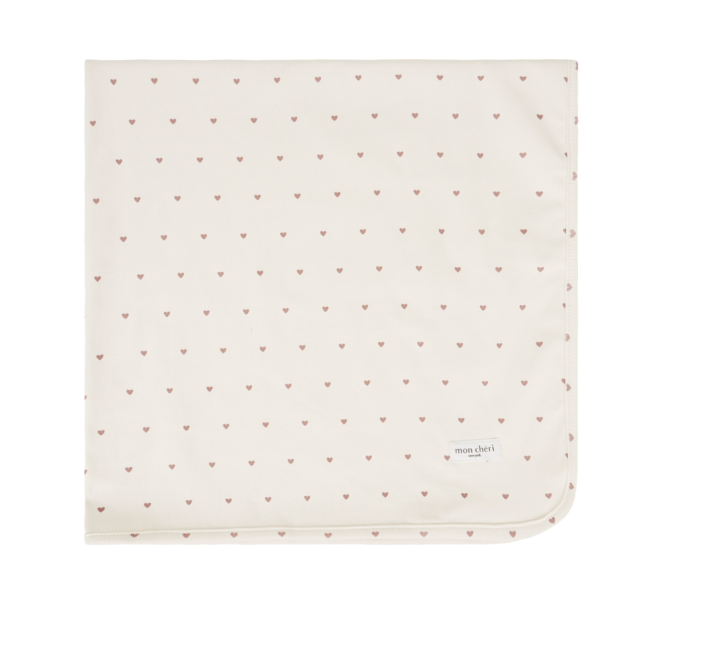 Baby Heart Print Cotton Footie & Hat Set