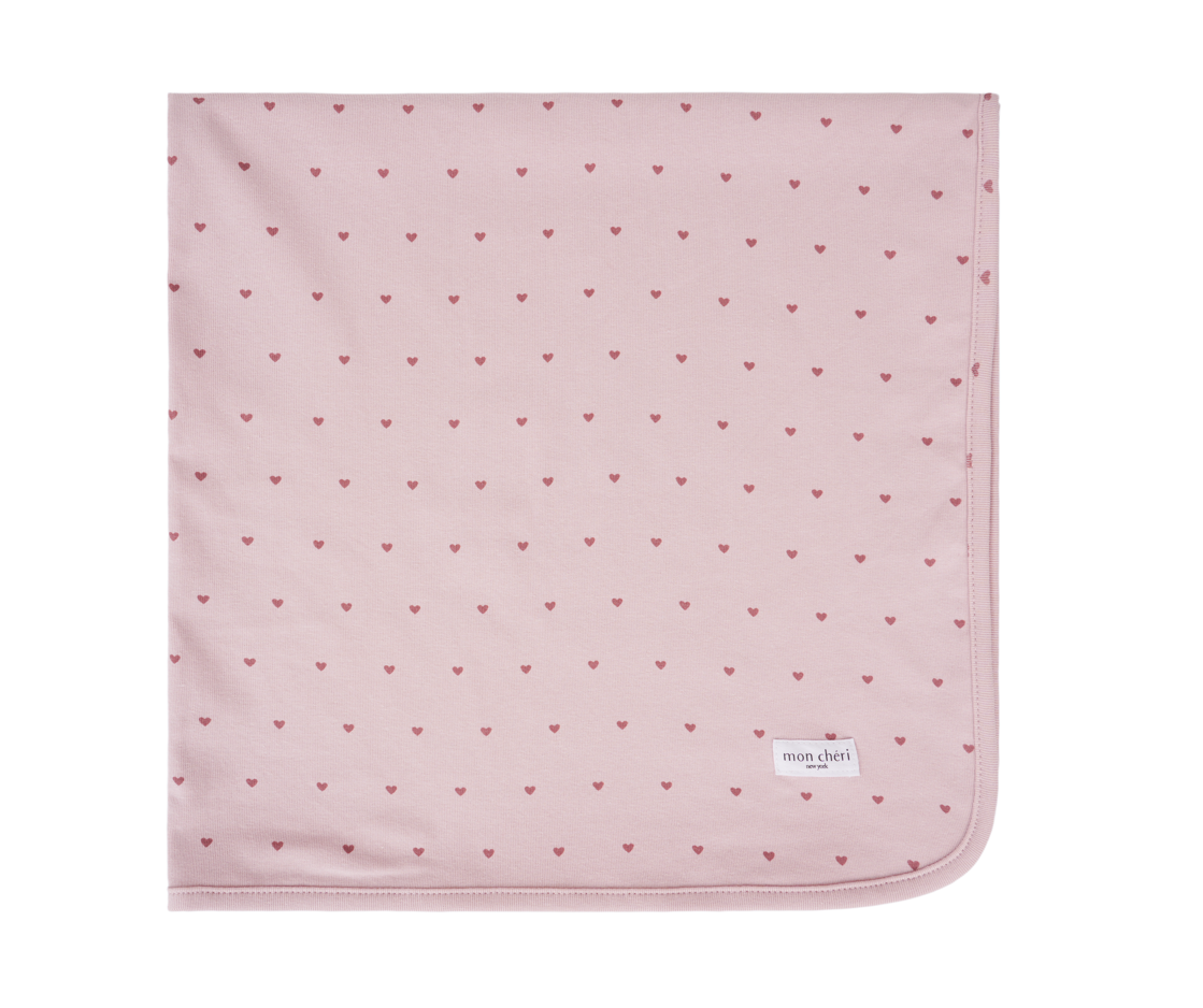Baby Heart Print Cotton Footie & Hat Set
