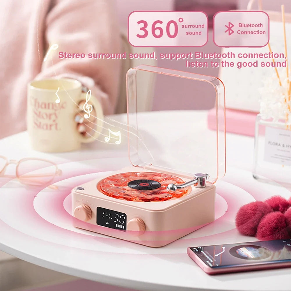 Record Player-Style Bluetooth Speaker with Ambient Lights