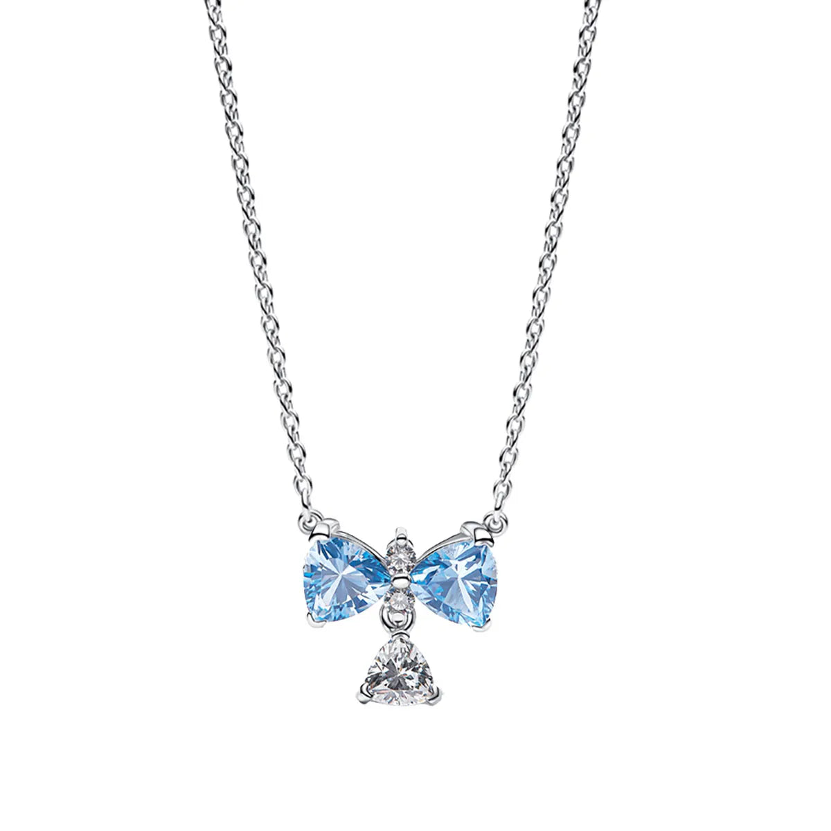 925 Sterling Silver Blue Bow Charm Jewelry