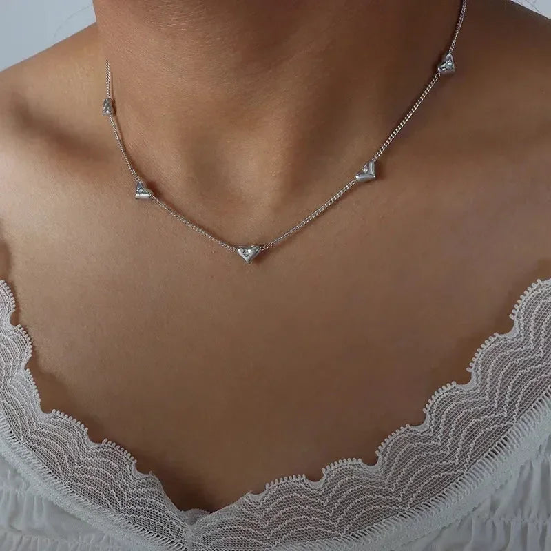 Stainless Steel Heart Zircon Jewelry – Choose Style