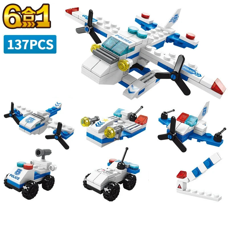 6-in-1 Police, Fire & Construction Building Blocks