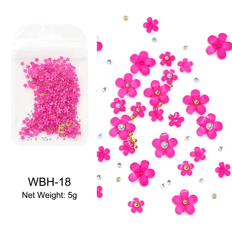Acrylic Flower Nail Art Decorations, 5 g