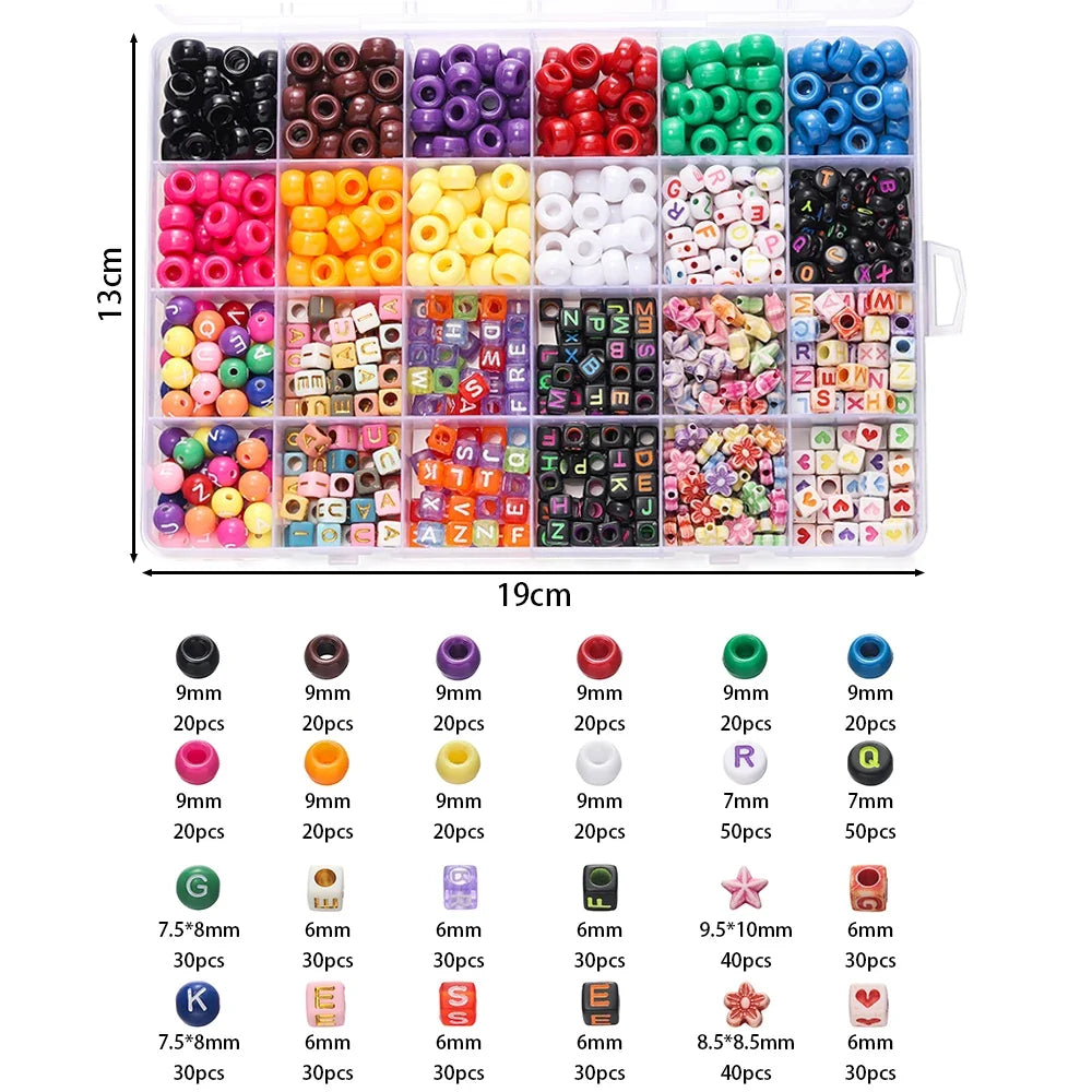 Acrylic Pony & Letter Bead Jewelry-Making Kit, 680 Pieces
