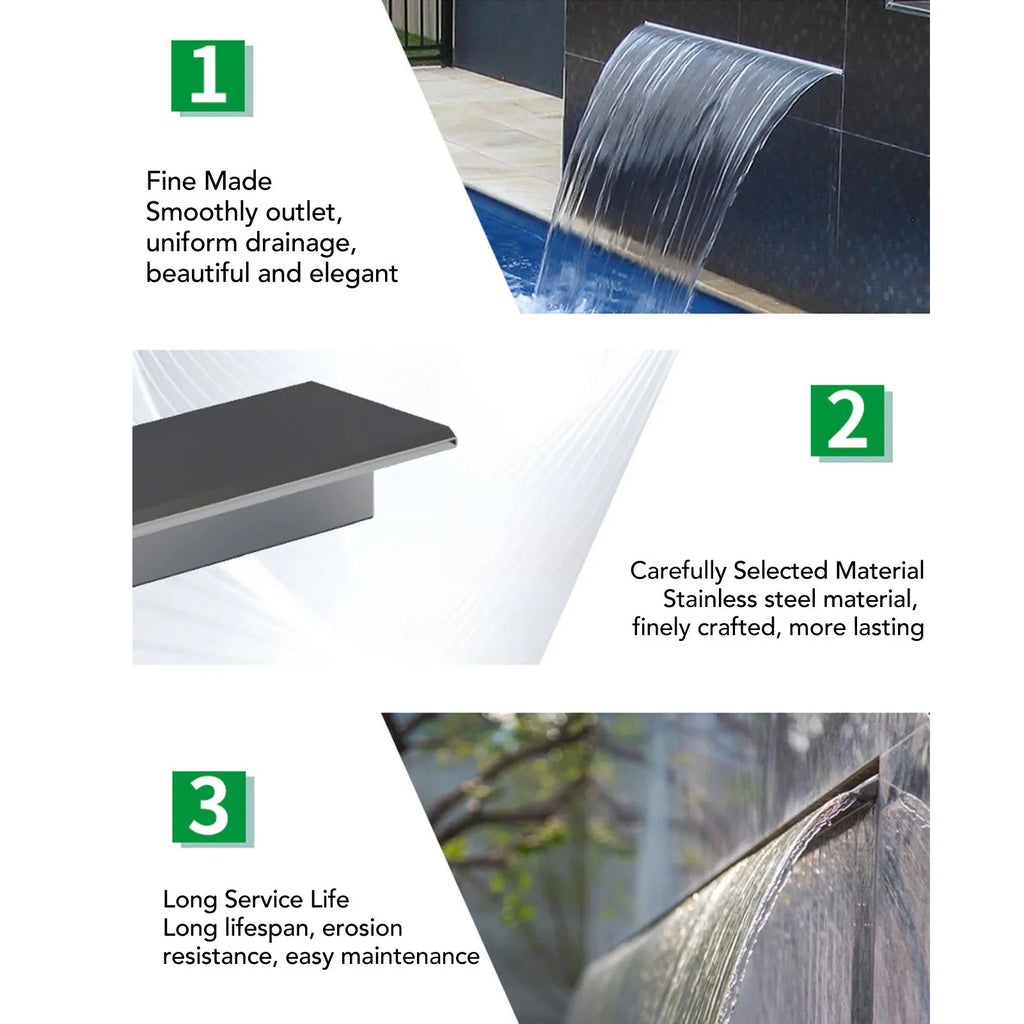 304 Stainless Steel Waterfall Spillway Fountain Outlet