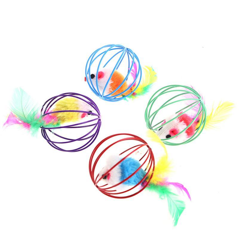 1 Pcs Cat Toy Stick Feather Wand with Bell Mouse Cage Toys Plastic Artificial Colorful Cat Teaser Toy Pet