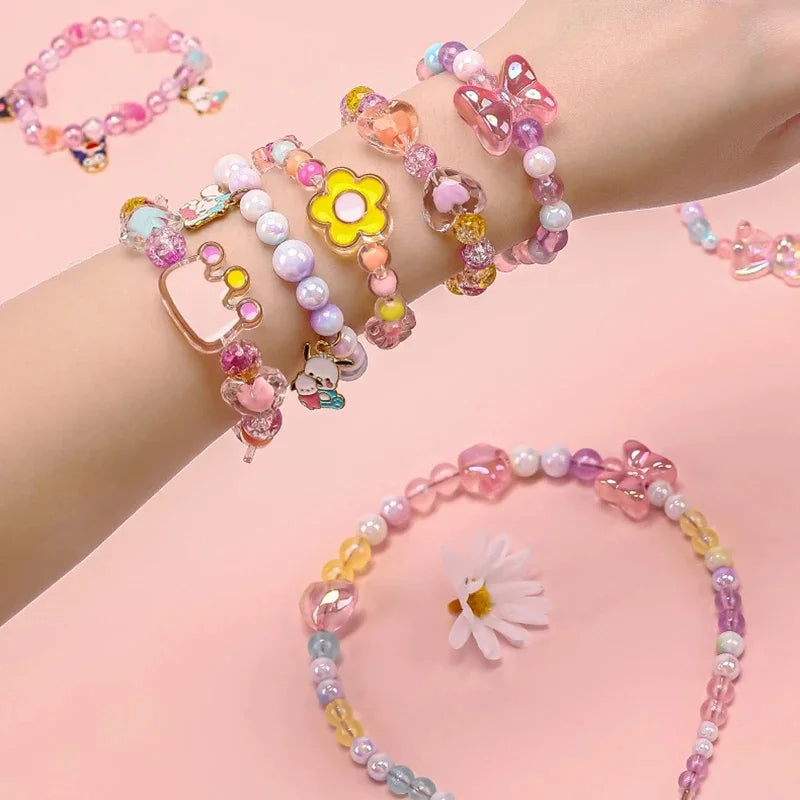 Heart, Flower & Round Acrylic Beads, 174 Pieces